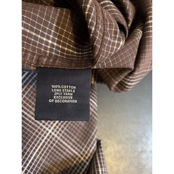 Tailorbyrd Mens Brown Blue White Long Sleeve Button Front Shirt Size XL XLarge - Picture 4 of 5